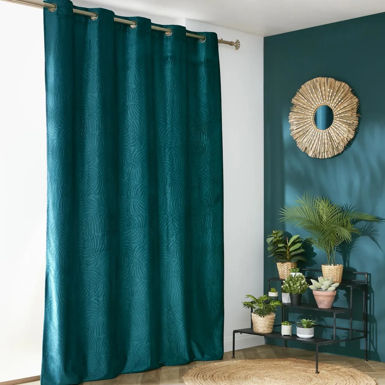EMINZA Rideau obscurcissant velours (180 x 260 cm) Fern Bleu pétrole Online