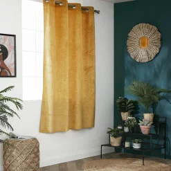 EMINZA Rideau obscurcissant velours (140 x 180 cm) Fern Jaune ocre Hot