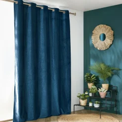 EMINZA Rideau obscurcissant velours (180 x 260 cm) Fern Bleu marine Best