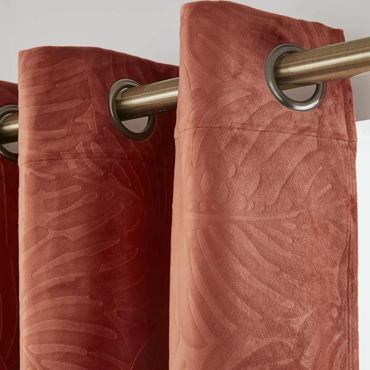 EMINZA Rideau obscurcissant velours (140 x 280 cm) Fern Terracotta Best