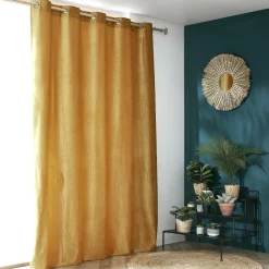 EMINZA Rideau obscurcissant velours (180 x 260 cm) Fern Jaune ocre