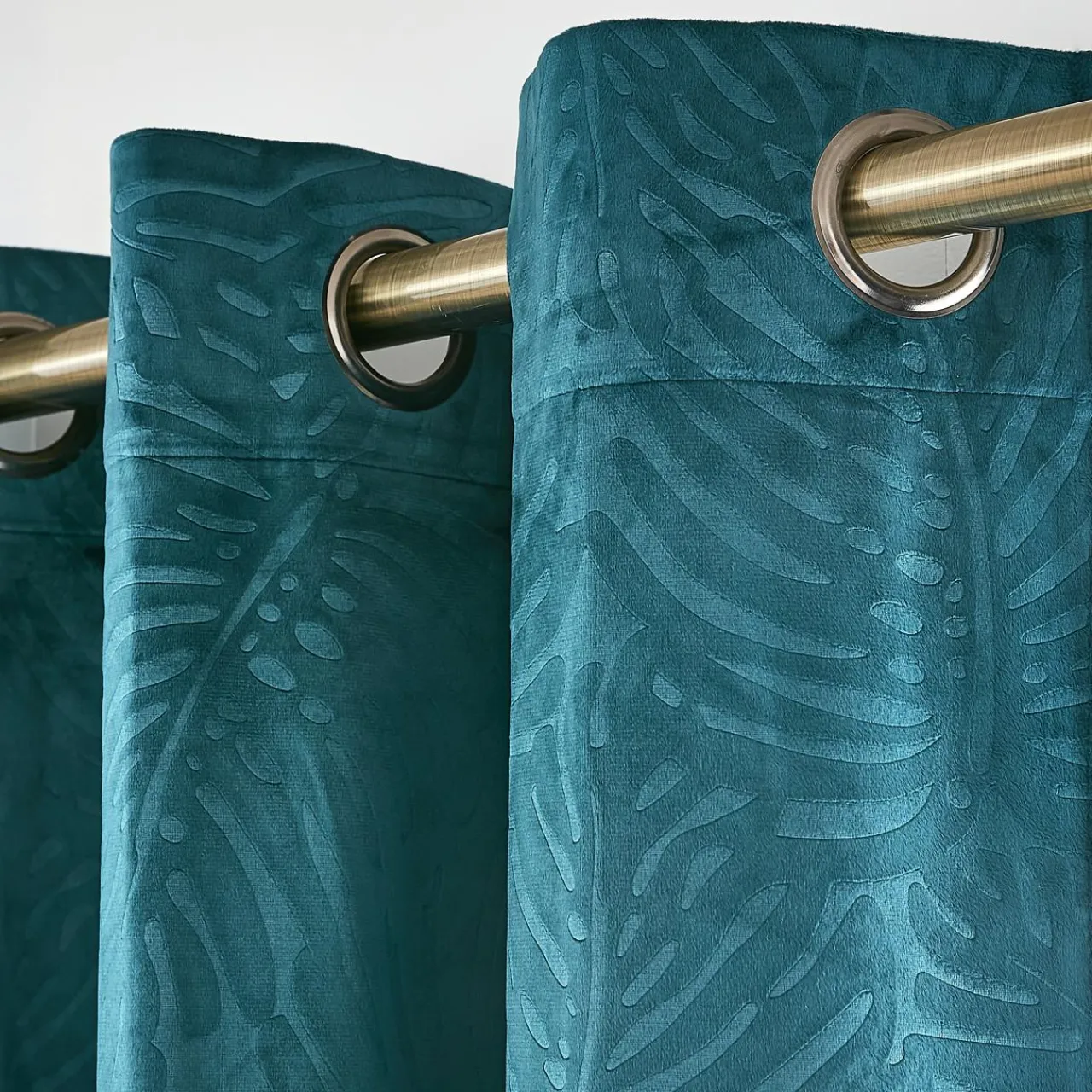 EMINZA Rideau obscurcissant velours (140 x 280 cm) Fern Bleu pétrole Discount