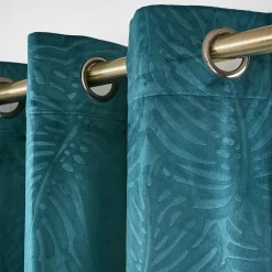 EMINZA Rideau obscurcissant velours (140 x 180 cm) Fern Bleu pétrole New