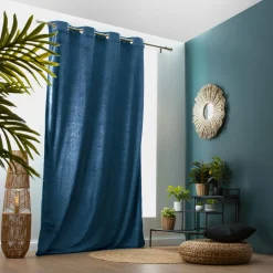 EMINZA Rideau obscurcissant velours (140 x 280 cm) Fern Bleu marine Outlet