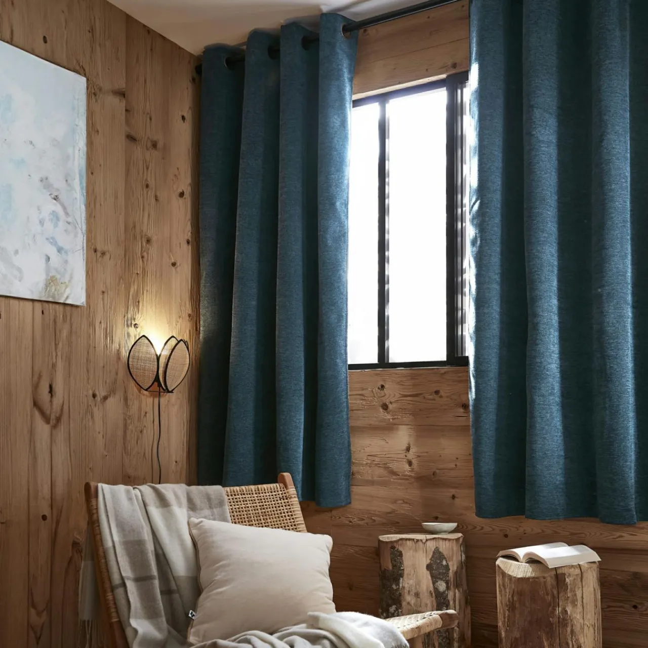 EMINZA Rideau occultant isolant Total Blackout (140 x 180 cm) Magnus Bleu nuit Discount