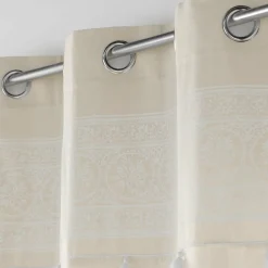 DOUCEUR D'INTERIEUR Rideau oeillets pompons (140 x 240 cm) Isalina Blanc