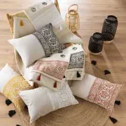 DOUCEUR D'INTERIEUR Rideau oeillets pompons (140 x 240 cm) Isalina Blanc