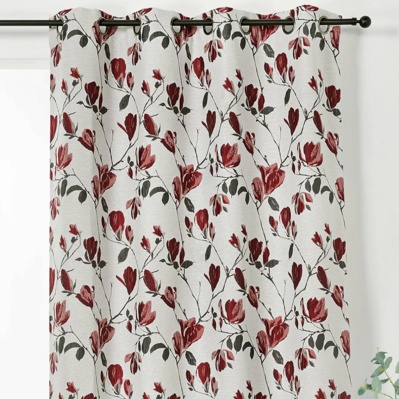 LINDER Rideau oeillets (135 x 250 cm) Magnolia Rouge Best