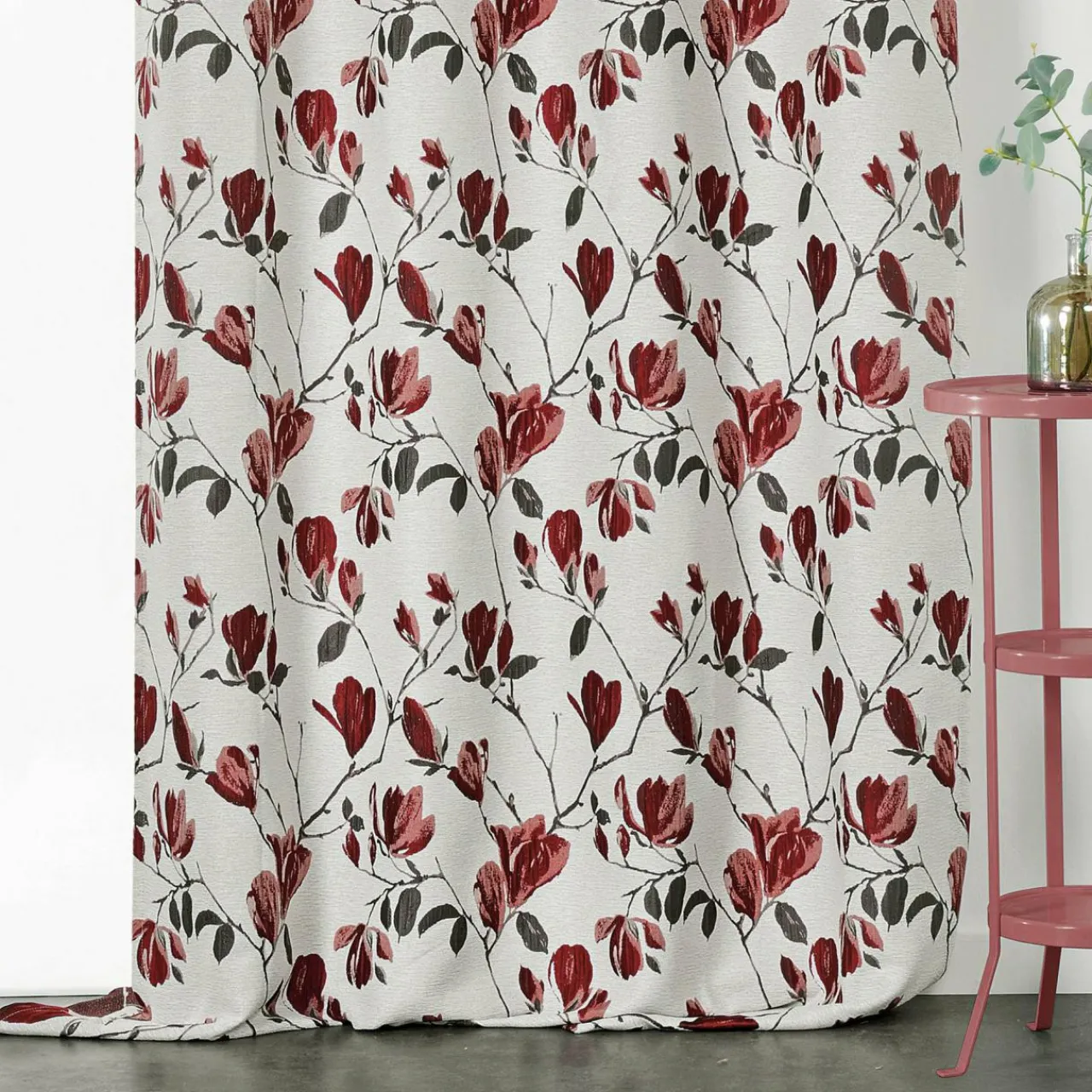 LINDER Rideau oeillets (135 x 250 cm) Magnolia Rouge Best