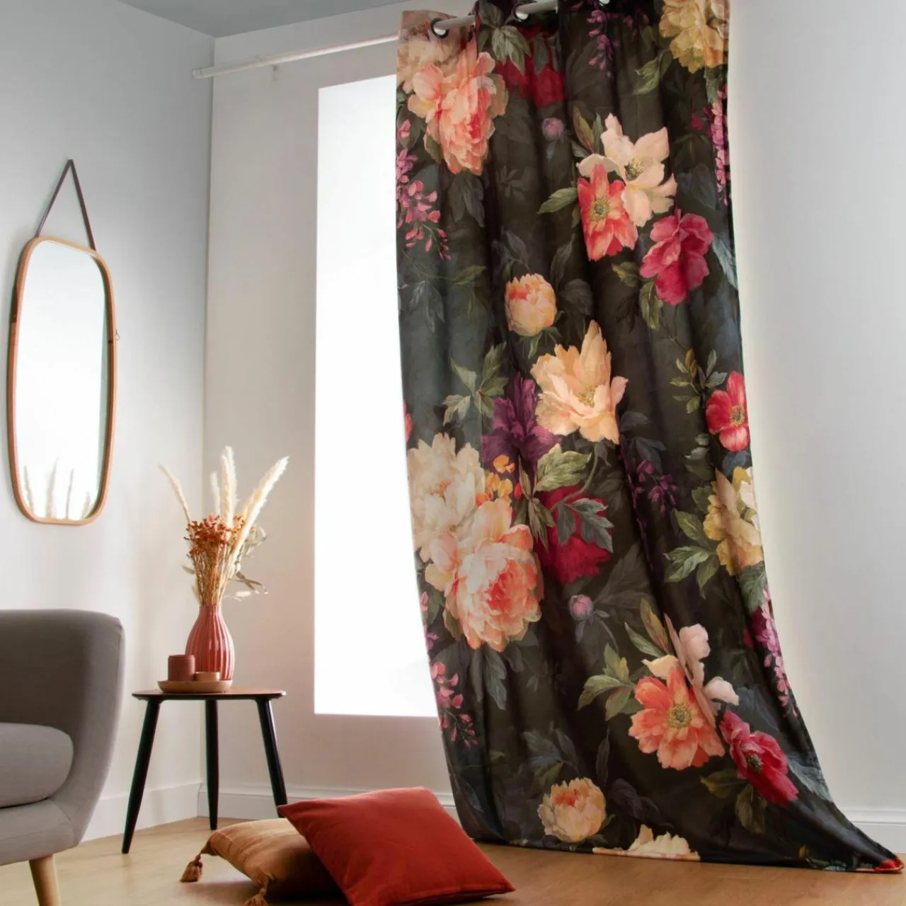 LINDER Rideau oeillets (145 x 250 cm) Pivoine Rouge Clearance