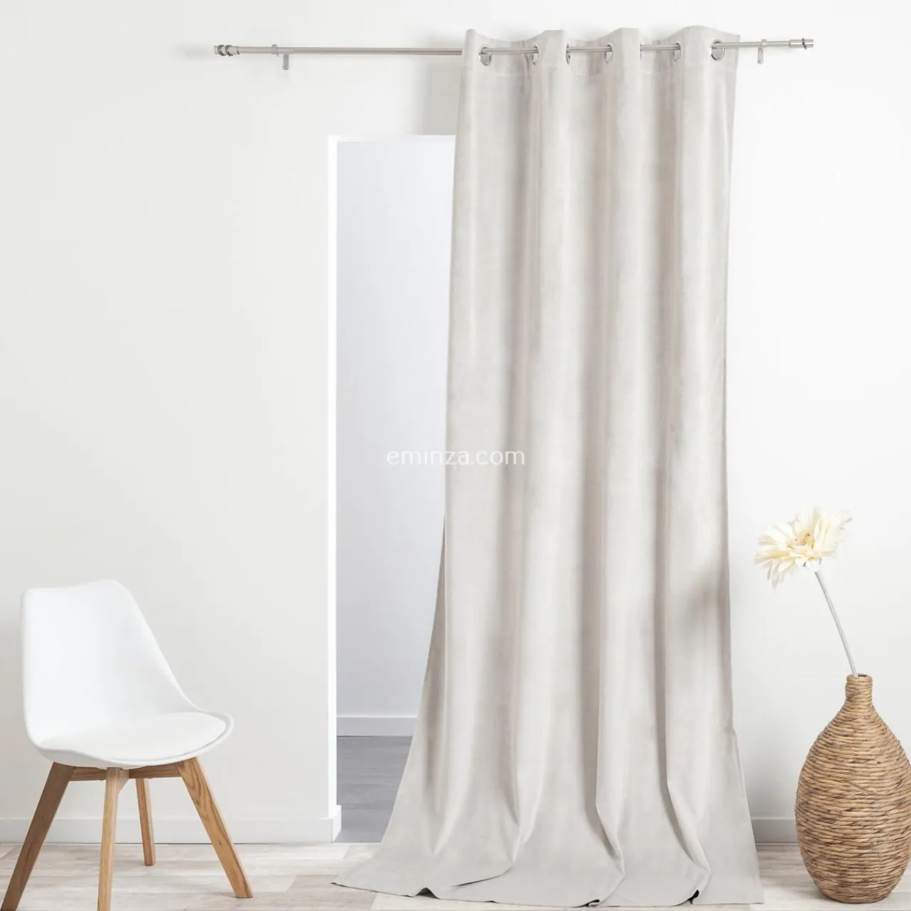 ATMOSPHERA Rideau oeillets (140 X 260 cm) Velours Ivoire Clearance