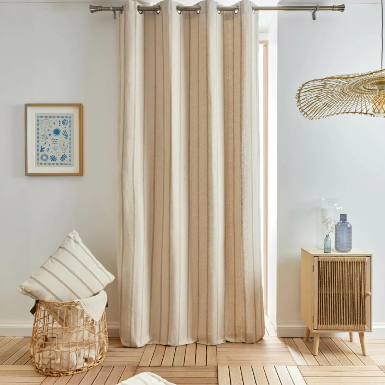 EMINZA Rideau toile de coton (135 x 260 cm) Ocealys Beige Outlet