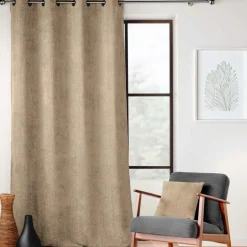 douceur d'intu017drieur Rideau velours chenille (140 x 260 cm) Leo Beige