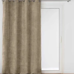 douceur d'intu017drieur Rideau velours chenille (140 x 260 cm) Leo Beige