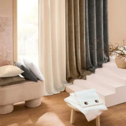 douceur d'intu017drieur Rideau velours chenille (140 x 260 cm) Leo Blanc Hot