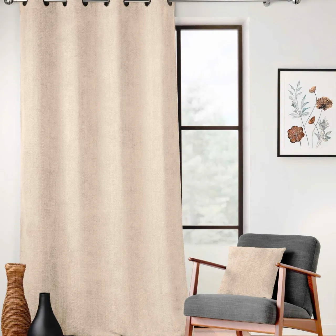 douceur d'intu017drieur Rideau velours chenille (140 x 260 cm) Leo Ecru Discount