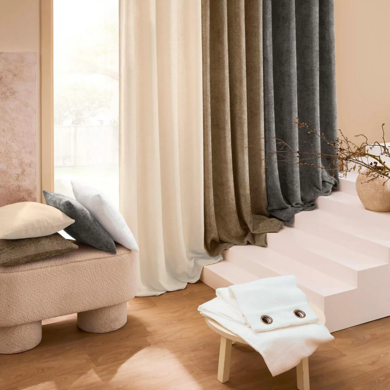 douceur d'intu017drieur Rideau velours chenille (140 x 260 cm) Leo Ecru Discount