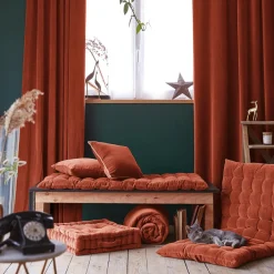 EMINZA Rideau velours de coton ajustable (140 x max 270 cm) Victor Terracotta Online