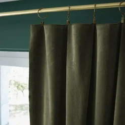 EMINZA Rideau velours de coton ajustable (140 x max 270 cm) Victor thym Vert Discount