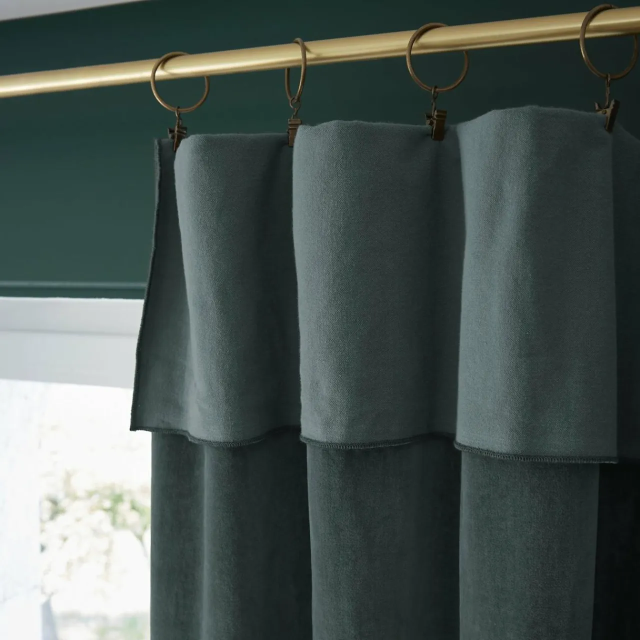 EMINZA Rideau velours de coton ajustable (140 x max 270 cm) Victor Gris ardoise Outlet