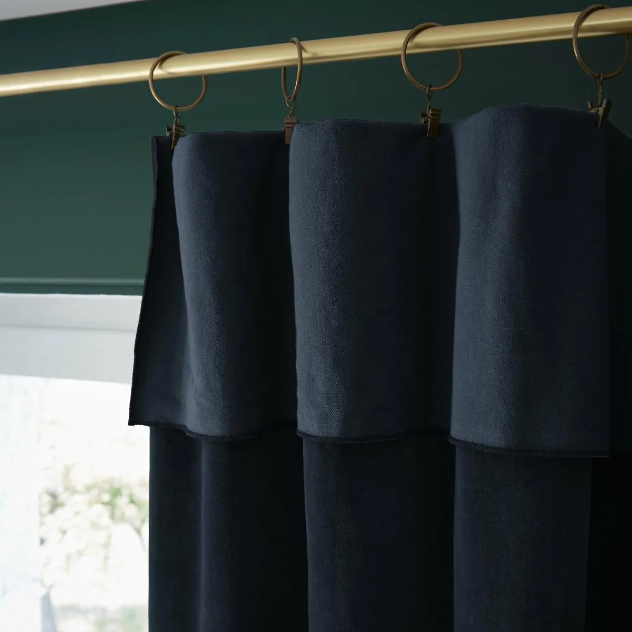 EMINZA Rideau velours de coton ajustable (140 x max 270 cm) Victor Bleu nuit Sale