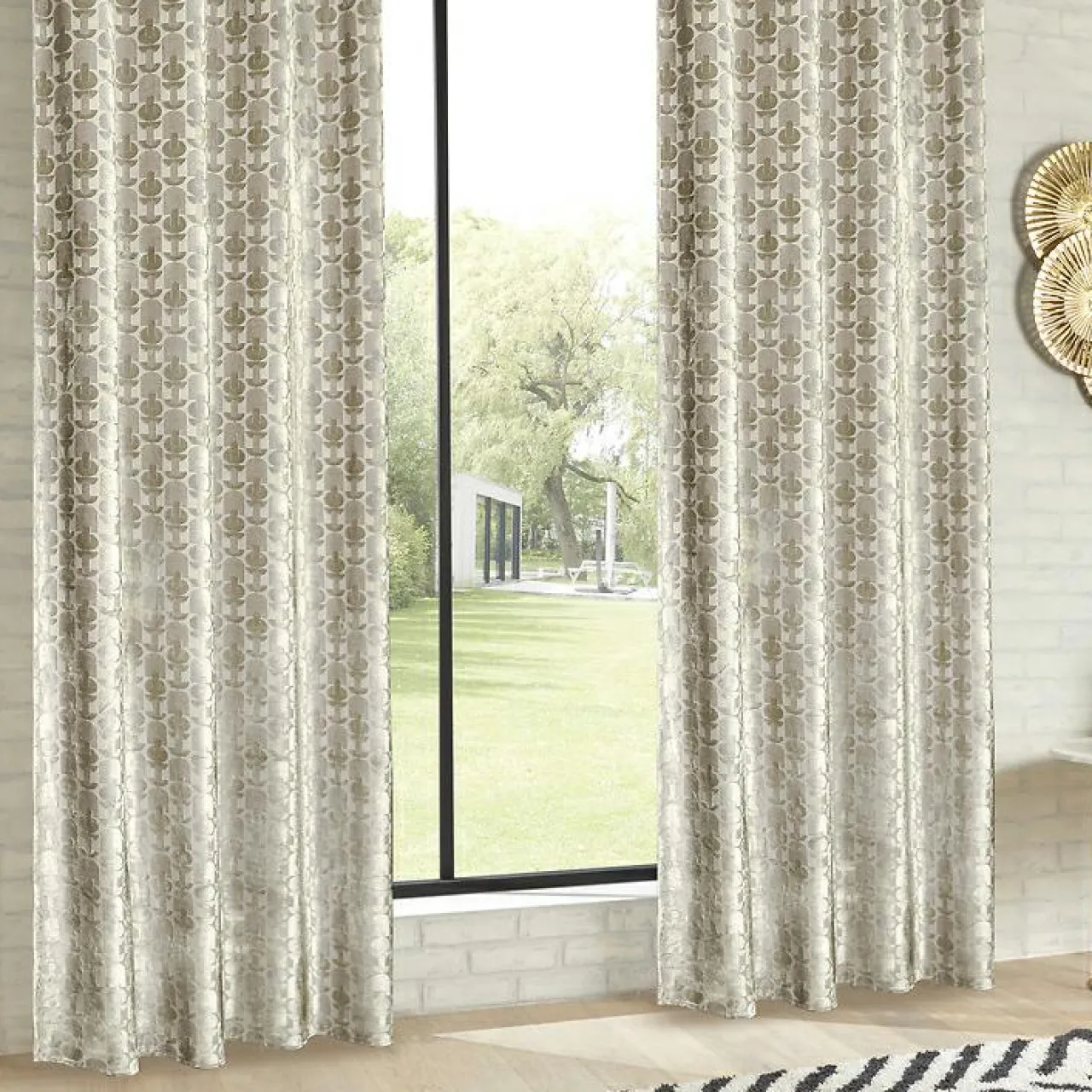 Atmosphera, cru017dateur d'intu017drieur Rideau velours (140 x 260 cm) Luna Ecru New