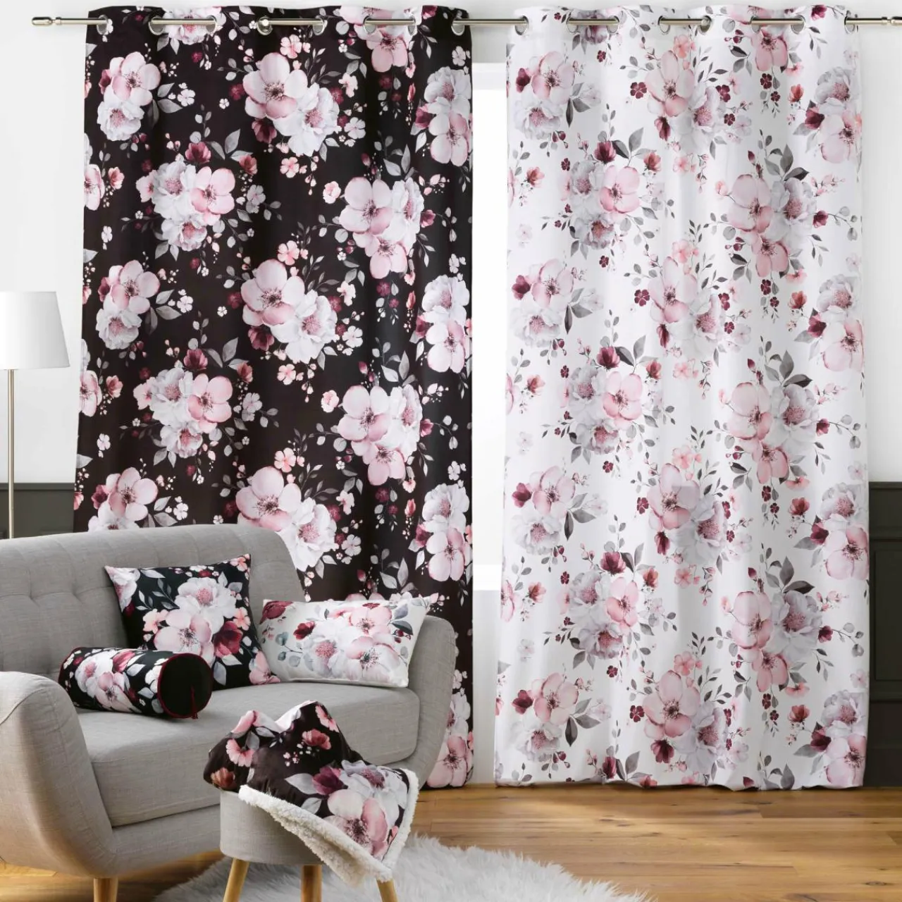 DOUCEUR D'INTERIEUR Rideau (140 x 240 cm) Velvet flower Blanc Best