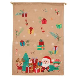 JJA Sac cadeau en jute (H70 cm) Lutin et Père Noël Beige Multicolore Outlet