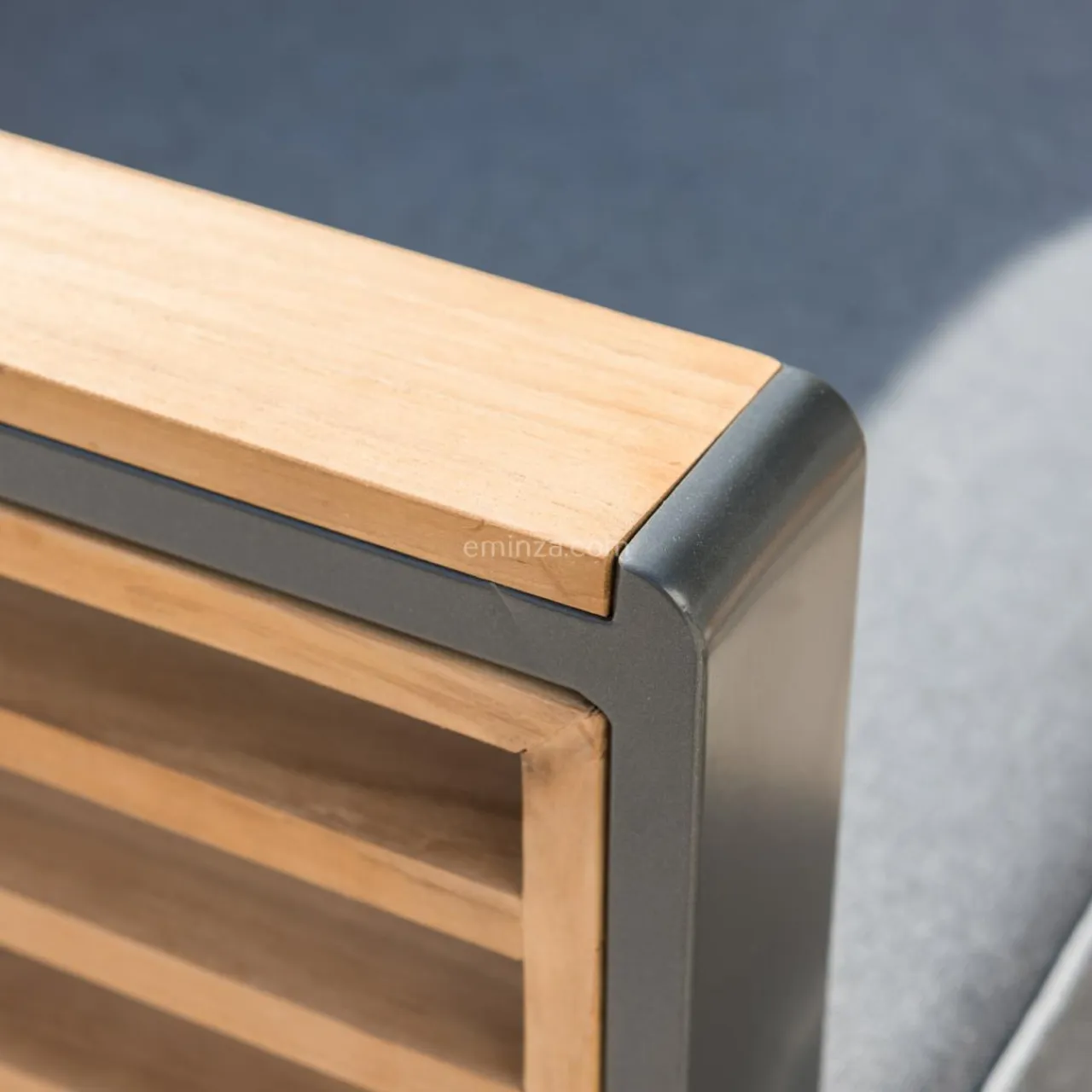 MOBELLIA Salon de jardin aluminium et bois teck 5 places Bali Gris et ardoise Anthracite Online