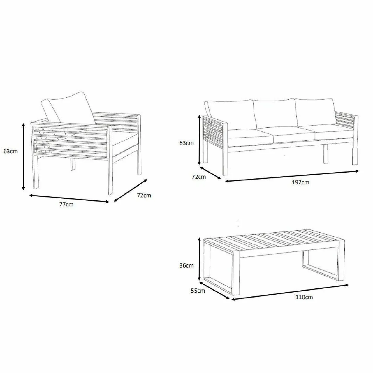 MOBELLIA Salon de jardin aluminium et bois teck 5 places Bali Gris et ardoise Anthracite Online