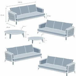 MOBELLIA Salon de jardin aluminium 12 places 8 pcs Monte Carlo Gris anthracite et gris clair Anthracite - Gris Clair