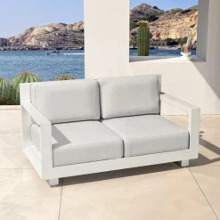 MOBELLIA Salon de jardin aluminium 4 places 4 pcs Elba Blanc et gris clair Blanc - Gris Clair Online