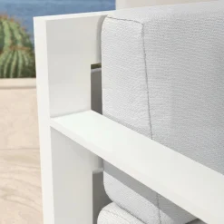 MOBELLIA Salon de jardin aluminium 4 places 4 pcs Elba Blanc et gris clair Blanc - Gris Clair Online