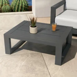 MOBELLIA Salon de jardin aluminium 4 places 4 pcs Elba Gris Anthracite New