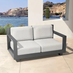 MOBELLIA Salon de jardin aluminium 4 places 4 pcs Elba Gris anthracite et gris clair Anthracite - Gris Clair Sale