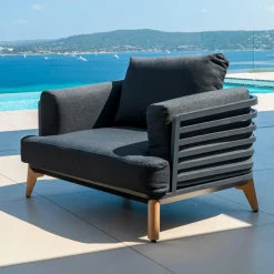 MOBELLIA Salon de jardin aluminium 4 places 5 pcs Monte Carlo Gris Anthracite Clearance