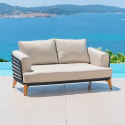 MOBELLIA Salon de jardin aluminium 4 places 5 pcs Monte Carlo Gris anthracite et taupe Anthracite - Taupe