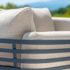 MOBELLIA Salon de jardin aluminium 4 places 5 pcs Monte Carlo Gris anthracite et taupe Anthracite - Taupe