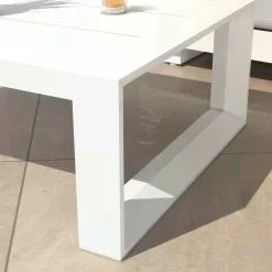 MOBELLIA Salon de jardin aluminium 5 places 4 pcs Elba Blanc et gris clair Blanc - Gris Clair New