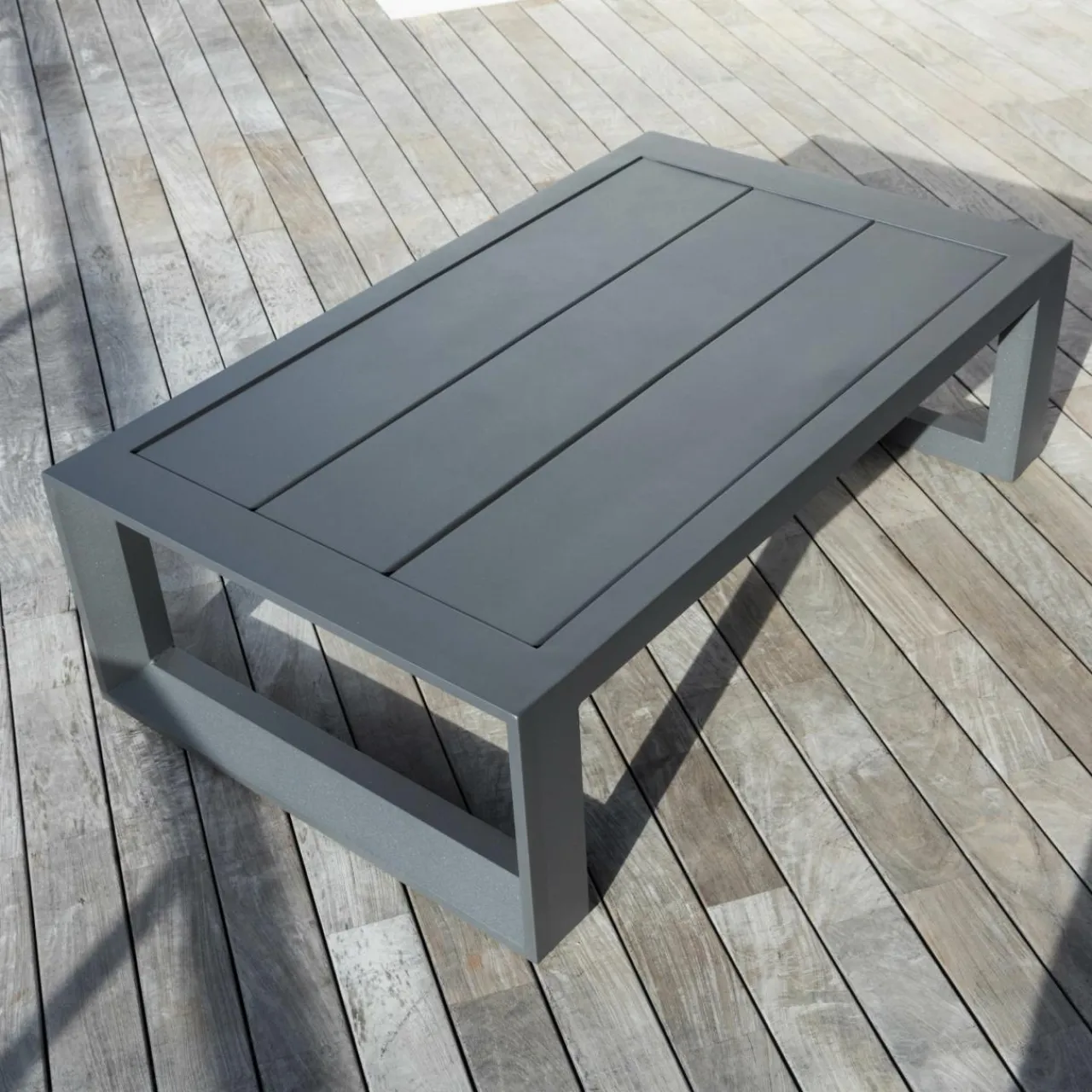 MOBELLIA Salon de jardin aluminium 5 places 4 pcs Elba Gris Anthracite Outlet