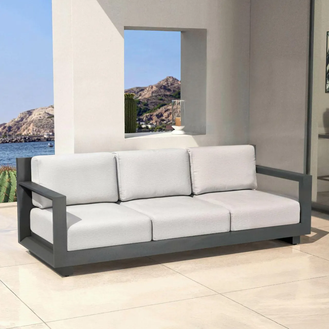 MOBELLIA Salon de jardin aluminium 5 places 4 pcs Elba Gris anthracite et gris clair Anthracite - Gris Clair Hot
