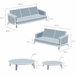 MOBELLIA Salon de jardin aluminium 5 places 4 pcs Monte Carlo Gris anthracite et gris clair Anthracite - Gris Clair New