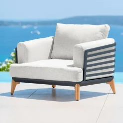 MOBELLIA Salon de jardin aluminium 5 places 5 pcs Monte Carlo Gris anthracite et gris clair Anthracite - Gris Clair Outlet