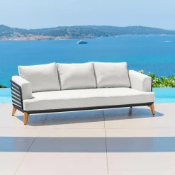 MOBELLIA Salon de jardin aluminium 5 places 5 pcs Monte Carlo Gris anthracite et gris clair Anthracite - Gris Clair Outlet