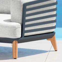 MOBELLIA Salon de jardin aluminium 5 places 5 pcs Monte Carlo Gris anthracite et gris clair Anthracite - Gris Clair Outlet