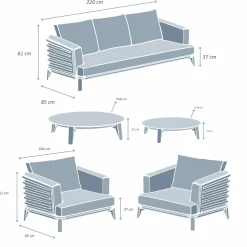 MOBELLIA Salon de jardin aluminium 5 places 5 pcs Monte Carlo Gris anthracite et taupe Anthracite - Taupe Best
