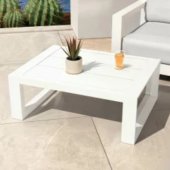 MOBELLIA Salon de jardin aluminium 7 places 5 pcs Elba Blanc et gris clair Blanc - Gris Clair Discount