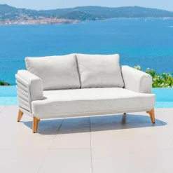 MOBELLIA Salon de jardin aluminium 7 places 6 pcs Monte Carlo Blanc et gris clair Blanc - Gris Clair Online