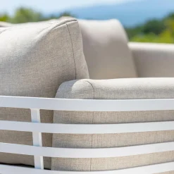 MOBELLIA Salon de jardin aluminium 7 places 6 pcs Monte Carlo Blanc et taupe Blanc - Taupe Best