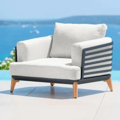 MOBELLIA Salon de jardin aluminium 7 places 6 pcs Monte Carlo Gris anthracite et gris clair Anthracite - Gris Clair Sale